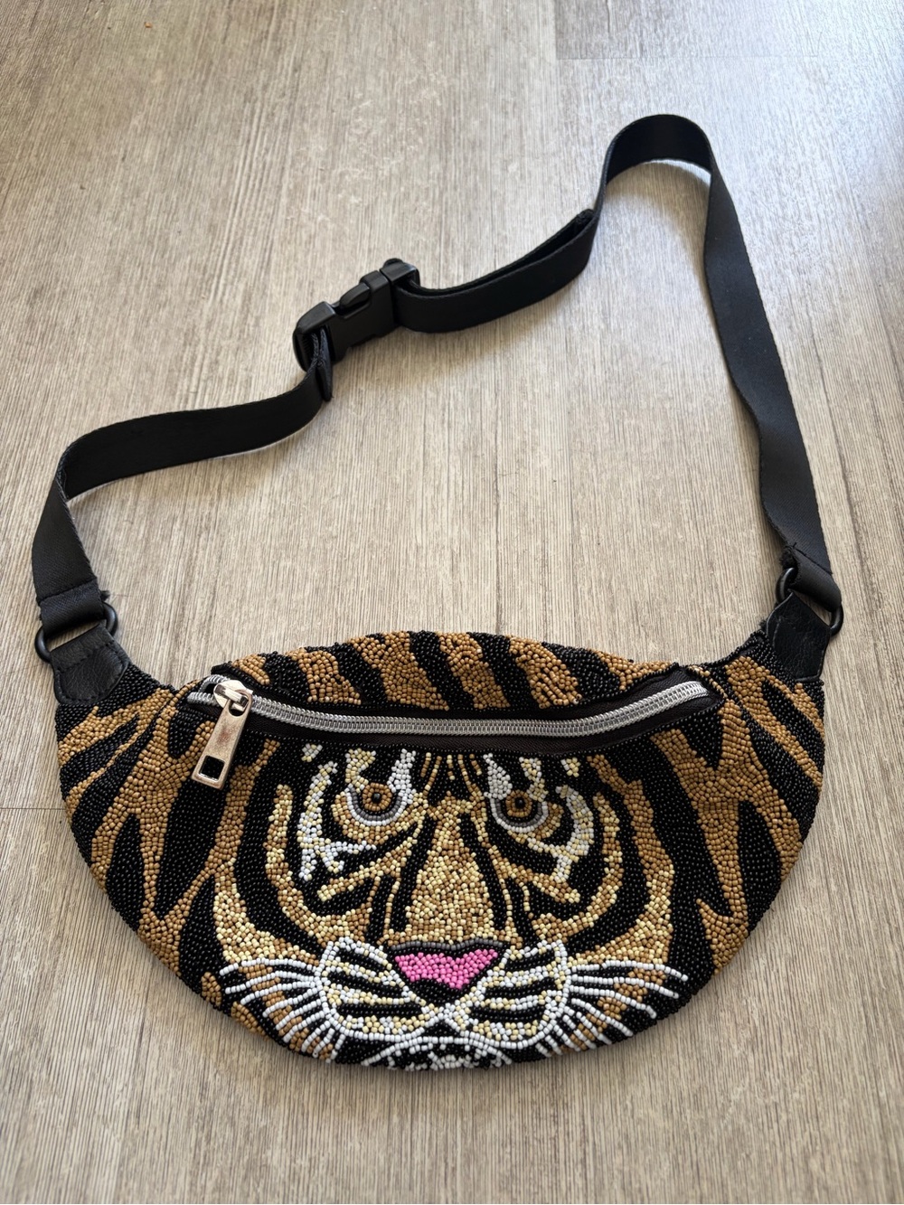 Beaded Tiger Face Fanny Pack